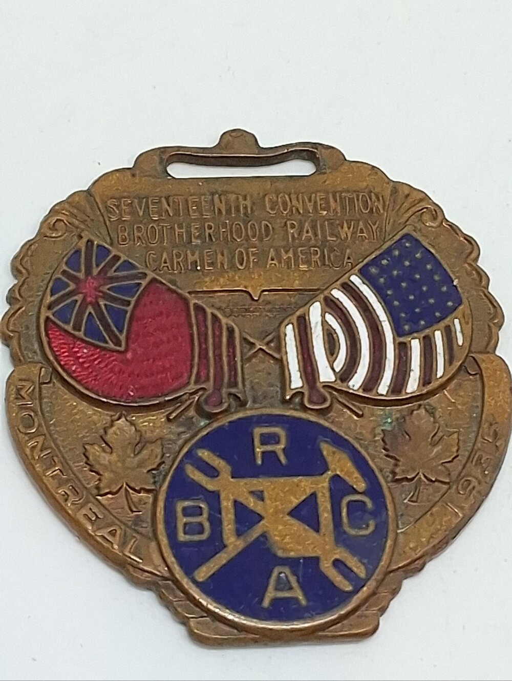 * Vintage Brotherhood Of Railway Carmen 17th Convention Medal Medallion Pendant